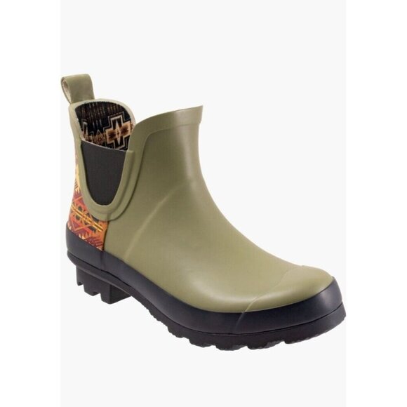 Pendleton Journey West Chelsea Rubber Rain Boots Moss Aztec Womens Sz 6 NEW - Picture 1 of 15